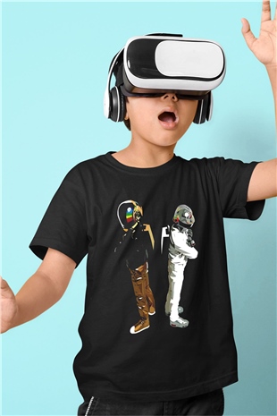 Daft Punk Siyah Unisex Çocuk Tişört