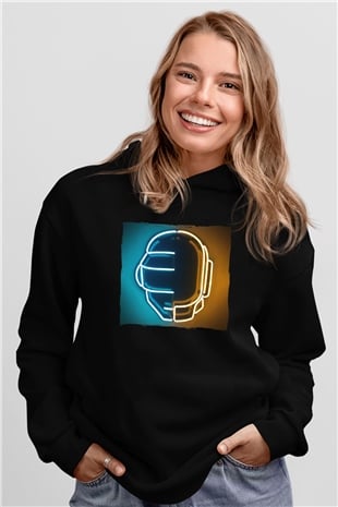 Daft Punk Siyah Unisex Kapüşonlu Sweatshirt