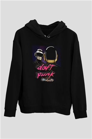 Daft Punk Siyah Unisex Kapüşonlu Sweatshirt
