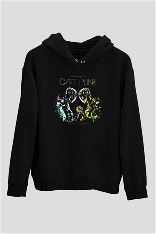 Daft Punk Siyah Unisex Kapüşonlu Sweatshirt