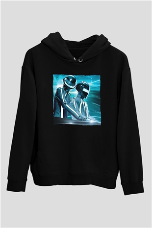 Daft Punk Siyah Unisex Kapüşonlu Sweatshirt