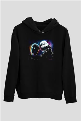 Daft Punk Siyah Unisex Kapüşonlu Sweatshirt