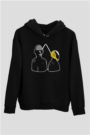 Daft Punk Siyah Unisex Kapüşonlu Sweatshirt