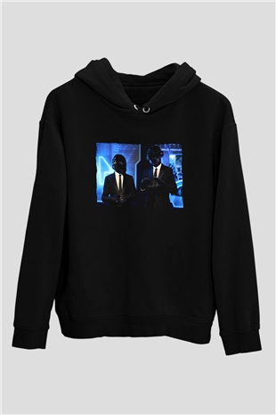 Daft Punk Siyah Unisex Kapüşonlu Sweatshirt