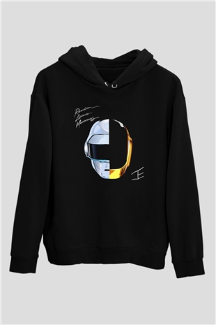 Daft Punk Siyah Unisex Kapüşonlu Sweatshirt