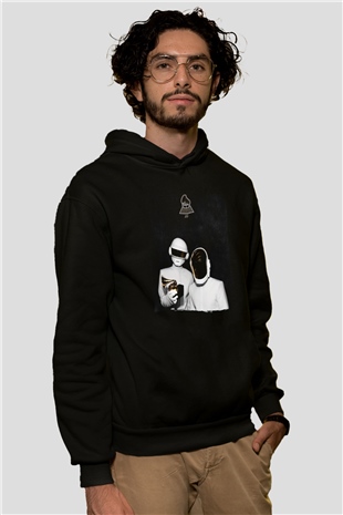 Daft Punk Siyah Unisex Kapüşonlu Sweatshirt
