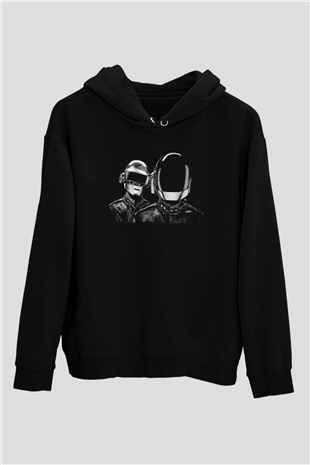 Daft Punk Siyah Unisex Kapüşonlu Sweatshirt