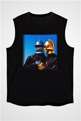 Daft Punk Siyah Unisex Kolsuz Tişört
