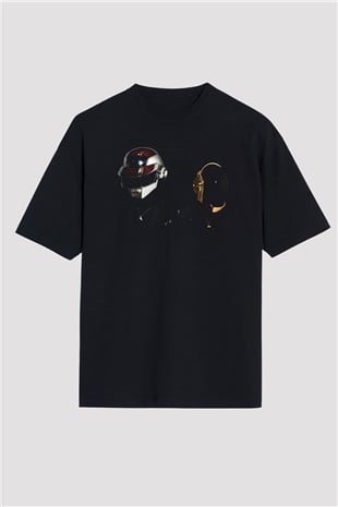 Daft Punk Siyah Unisex Oversize Tişört T-Shirt