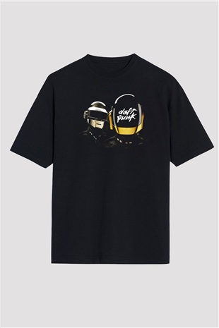 Daft Punk Siyah Unisex Oversize Tişört T-Shirt