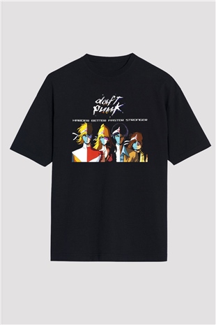 Daft Punk Siyah Unisex Oversize Tişört T-Shirt