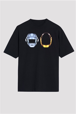 Daft Punk Siyah Unisex Oversize Tişört T-Shirt