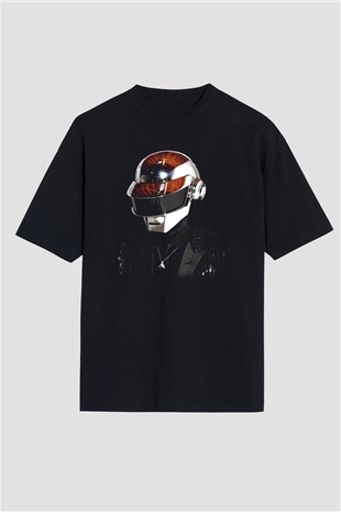 Daft Punk Siyah Unisex Oversize Tişört T-Shirt