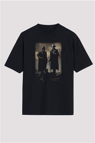 Daft Punk Siyah Unisex Oversize Tişört T-Shirt