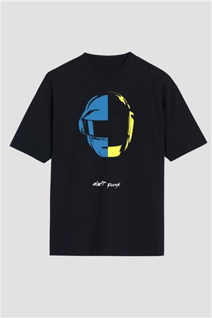 Daft Punk Siyah Unisex Oversize Tişört T-Shirt