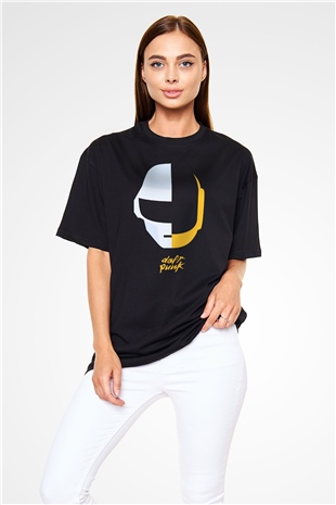Daft Punk Siyah Unisex Oversize Tişört T-Shirt