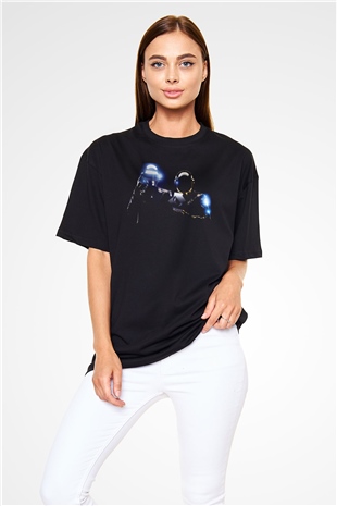 Daft Punk Siyah Unisex Oversize Tişört T-Shirt