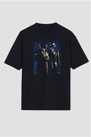 Daft Punk Siyah Unisex Oversize Tişört T-Shirt