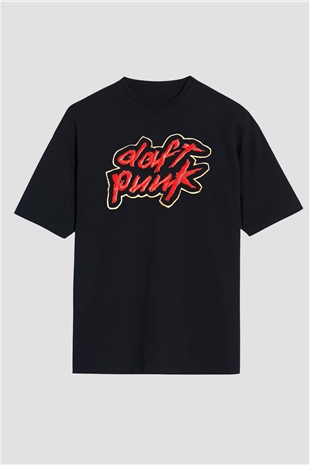 Daft Punk Siyah Unisex Oversize Tişört T-Shirt