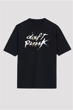 Daft Punk Siyah Unisex Oversize Tişört T-Shirt