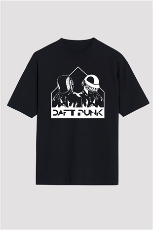 Daft Punk Siyah Unisex Oversize Tişört T-Shirt