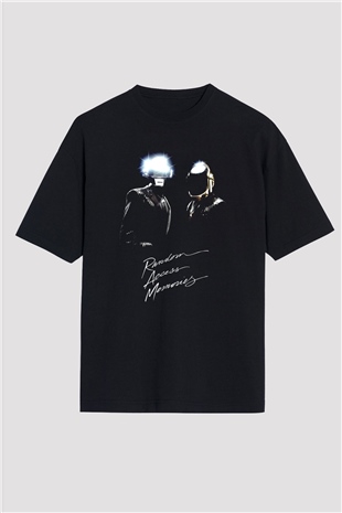 Daft Punk Siyah Unisex Oversize Tişört T-Shirt