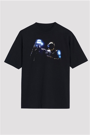 Daft Punk Siyah Unisex Oversize Tişört T-Shirt