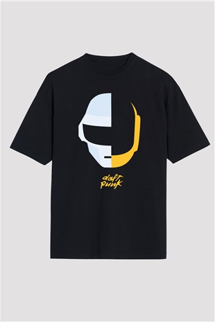 Daft Punk Siyah Unisex Oversize Tişört T-Shirt