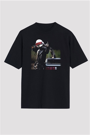 Daft Punk Siyah Unisex Oversize Tişört T-Shirt