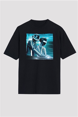Daft Punk Siyah Oversize Tişört Oversize T-shirt - TişörtFabrikası