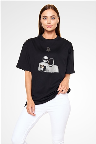 Daft Punk Siyah Oversize Tişört Oversize T-shirt - TişörtFabrikası