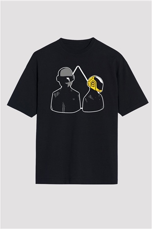 Daft Punk Siyah Oversize Tişört Oversize T-shirt - TişörtFabrikası