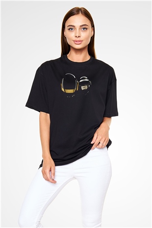 Daft Punk Siyah Oversize Tişört Oversize T-shirt - TişörtFabrikası