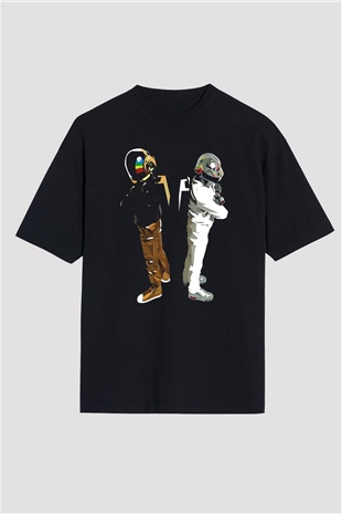 Daft Punk Siyah Oversize Tişört Oversize T-shirt - TişörtFabrikası