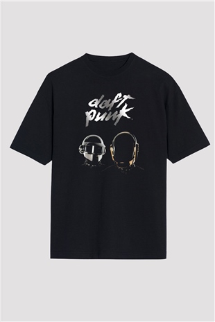 Daft Punk Siyah Oversize Tişört Oversize T-shirt - TişörtFabrikası