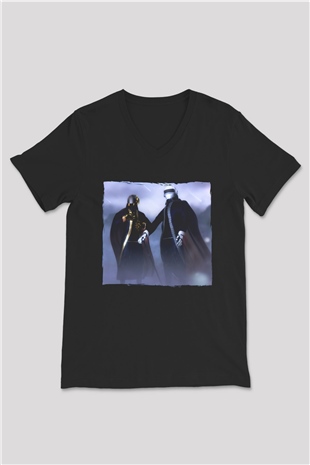 Daft Punk Siyah Unisex V Yaka Tişört