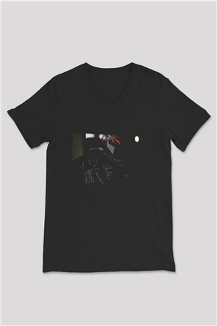 Daft Punk Siyah Unisex V Yaka Tişört