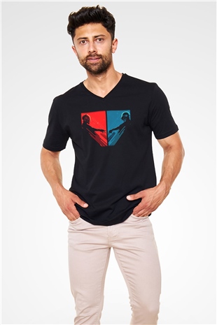 Daft Punk Siyah Unisex V Yaka Tişört T-Shirt