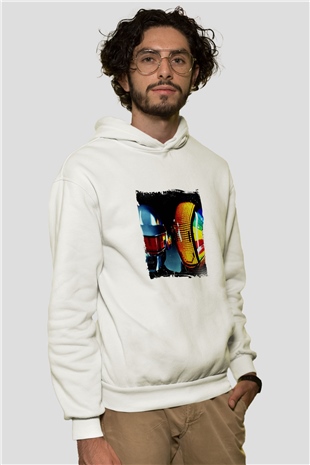 Daft PunkBaskılı Beyaz Hoodie