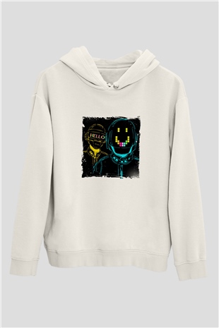 Daft PunkBaskılı Beyaz Hoodie