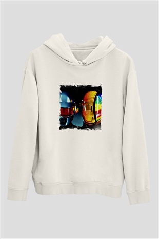 Daft PunkBaskılı Beyaz Hoodie