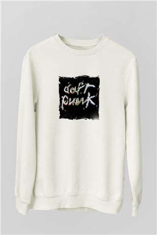 Daft PunkBaskılı Beyaz Sweatshirt