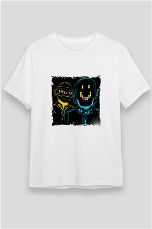 Daft PunkBaskılı Beyaz Tişört