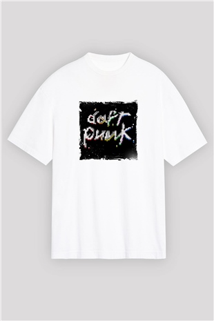 Daft PunkBaskılı Beyaz Oversize Tişört