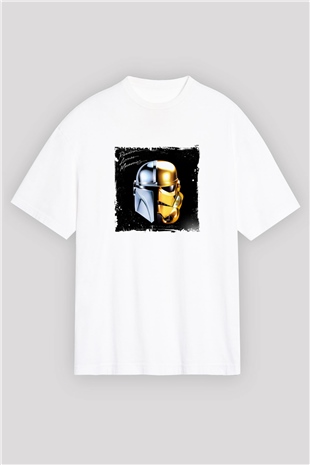 Daft PunkBaskılı Beyaz Oversize Tişört