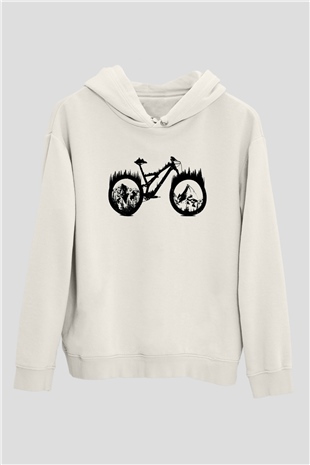 Dağ BisikletiBeyaz  Unisex Hoodie