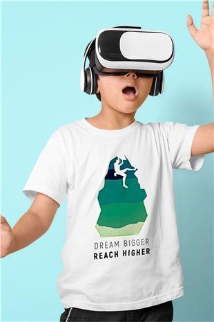 Dağcılık Baskılı Unisex Beyaz Çocuk Tişört - Tshirt