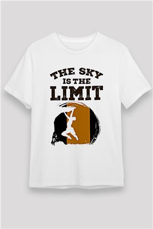 Dağcılık Baskılı Unisex Beyaz Tişört - Tshirt