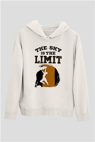 Dağcılık Baskılı Unisex Ekru Hoodie