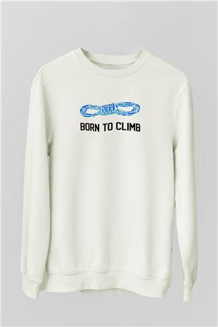 Dağcılık Baskılı Unisex Ekru Sweatshirt